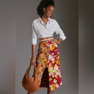Anthropologie Maeve Button-Front Cutout Midi Skirt, NWT, size small